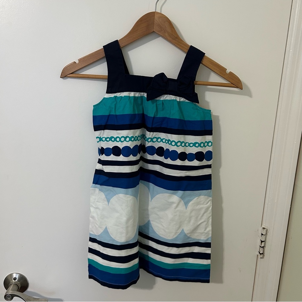 NWT Gymboree Girls Navy White & Light Blue Dress Stripes Geometric Size 6